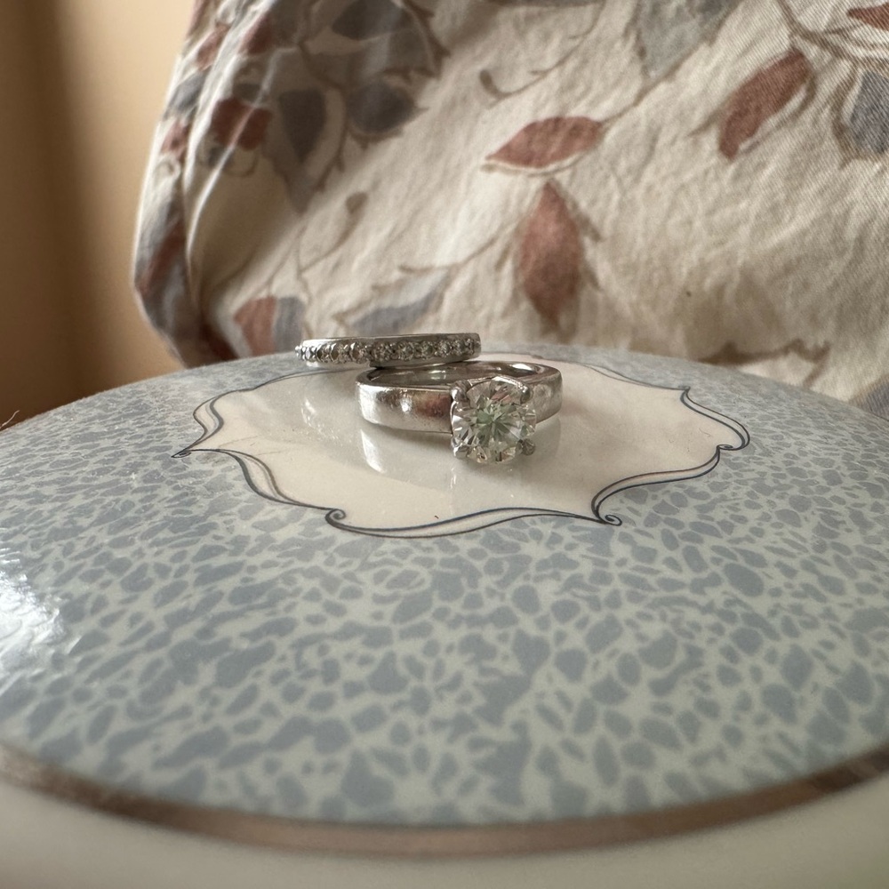 Diamond and Platinum Engagement and Wedding ring set